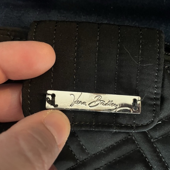 Vera Bradley Wallet On The Square Black Microfiber Quilted - Picture 2 of 5